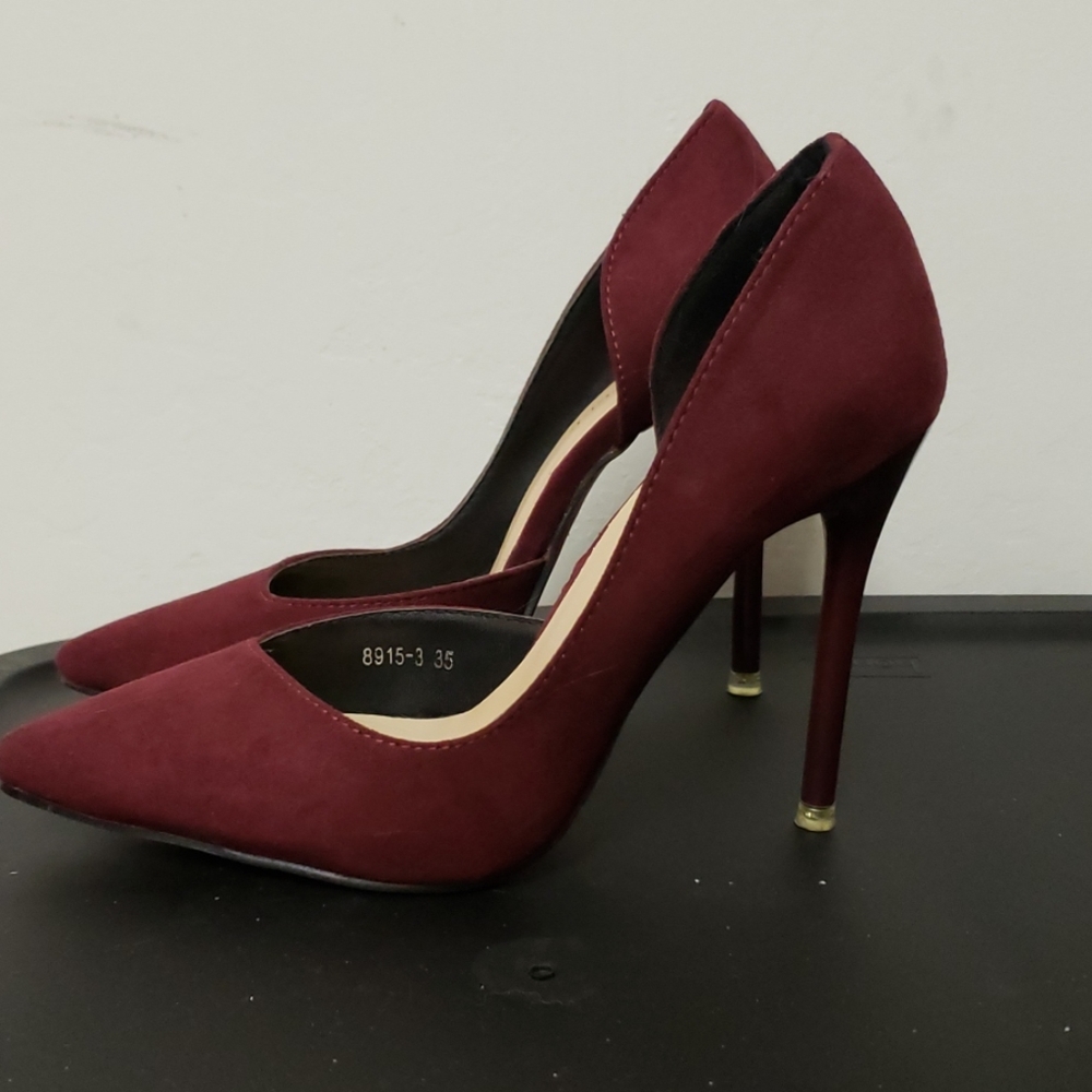 Burgundy/Wine Suede D'Orsay Pumps